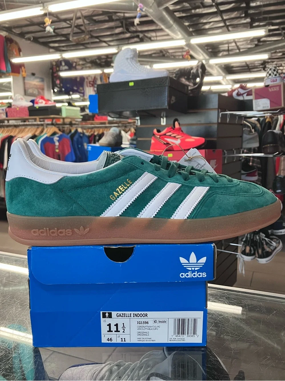 Adidas Gazelle Indoor Collegiate Green Gum Size 11.5